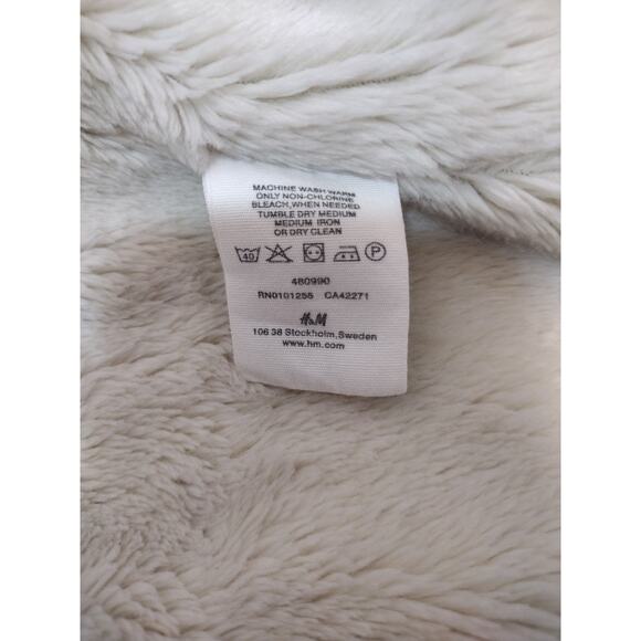 Sherpa Lined White Tie Closure Cozy Winter Coat Womens 4 H&M - Picture 10 of 13